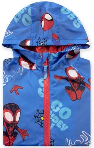 Jaqueta de chuva infantil Marvel, Homem-Aranha e seus amigos incríveis, jaqueta de chuva de super-heróis para meninos, tamanhos de 18 meses a 8 anos.