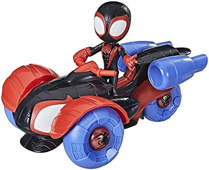 Marvel Spidey e Seus Incríveis Amigos: Veículo Tecno-Corredor Change 'N Go e Figura de Ação Miles Morales de 10 cm, 2 em 1, para Crianças a partir de 3 Anos, Embalagem Livre de Frustração