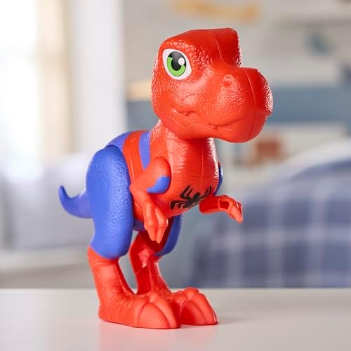 Figura de ação gigante do Homem-Aranha Rex, do Homem-Aranha e seus incríveis amigos da Marvel, com 22,8 cm (9 polegadas). Brinquedo de dinossauros super-heróis para crianças a partir de 3 anos.