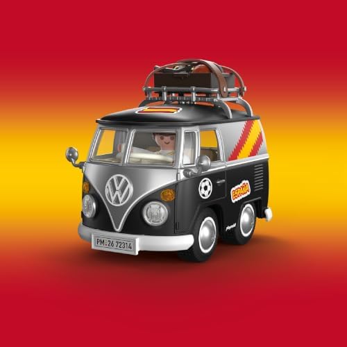 PLAYMOBIL | Volkswagen | Volkswagen T1 Camper Edição ESP | Icônica van retrô com equipamentos esportivos, bagageiro de teto e cartela de adesivos | Para crianças a partir de 4 anos | 72314