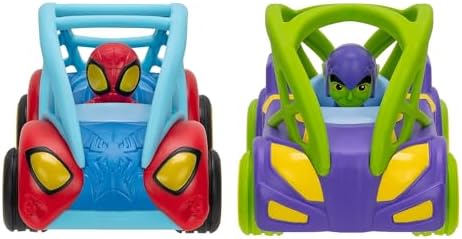Homem-Aranha e seus Incríveis Amigos Marvel Homem-Aranha vs. Duende Verde Power Rollers - Dois veículos de 15 cm com motores de fricção que giram 360 graus
