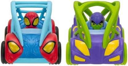 Homem-Aranha e seus Incríveis Amigos Marvel Homem-Aranha vs. Duende Verde Power Rollers - Dois veículos de 15 cm com motores de fricção que giram 360 graus
