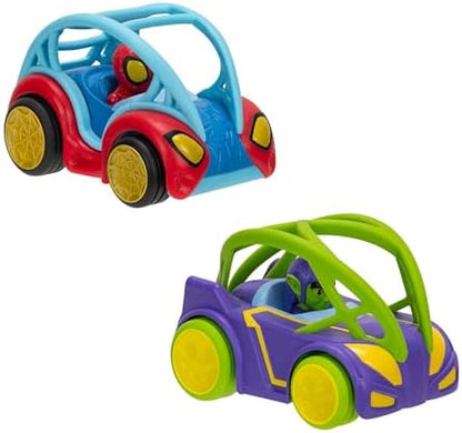 Homem-Aranha e seus Incríveis Amigos Marvel Homem-Aranha vs. Duende Verde Power Rollers - Dois veículos de 15 cm com motores de fricção que giram 360 graus