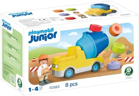 Playmobil | JUNIOR | Caminhão Betoneira | Veículo de construção colorido com tambor removível e blocos de encaixe | Para crianças a partir de 1 ano | 72083