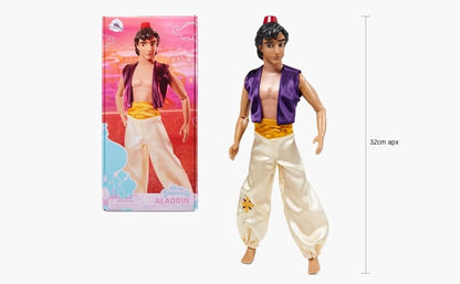 Disney Boneco Clássico Aladdin Store 32 cm – Braços, pernas e cabeça articulados, colete de cetim e faixa dourada