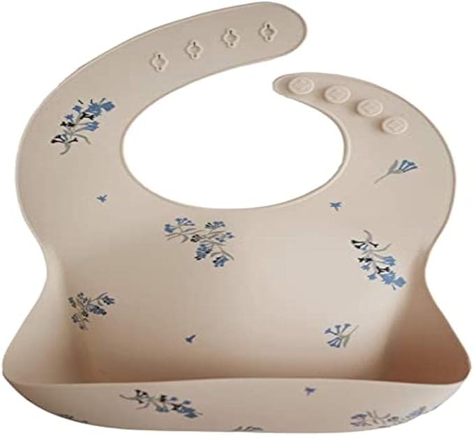 Mushie Babador de Silicone Baby | Babadores Impermeáveis com Ajuste Perfeito | Babadores Fáceis de Limpar para Alimentação do Bebê | 4 Tamanhos Ajustáveis com Bolsos Frontais Fundos | 100% Livre de BPA e Ftalatos