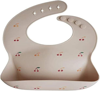 Mushie Babador de Silicone Baby | Babadores Impermeáveis com Ajuste Perfeito | Babadores Fáceis de Limpar para Alimentação do Bebê | 4 Tamanhos Ajustáveis com Bolsos Frontais Fundos | 100% Livre de BPA e Ftalatos