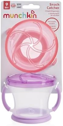 Munchkin – Kit com 2 Potes Snack Catcher (Antivazamento para Lanches) | Rosa/Roxo