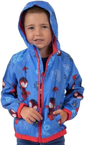 Jaqueta de chuva infantil Marvel, Homem-Aranha e seus amigos incríveis, jaqueta de chuva de super-heróis para meninos, tamanhos de 18 meses a 8 anos.