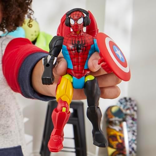Homem-Aranha MixMashers Marvel Figura de Ação e Acessórios para Montar, Vermelho