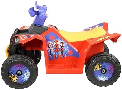 Mini Quadriciclo Infantil do Homem-Aranha - Carrinho Elétrico Infantil Oficial Licenciado - Brinquedo Elétrico 6V - Marchas para Frente e Ré, Pneus Robustos e Adesivos Incríveis dos Amigos, Brinquedo Seguro para Crianças - Brinquedos do Homem-Aranha