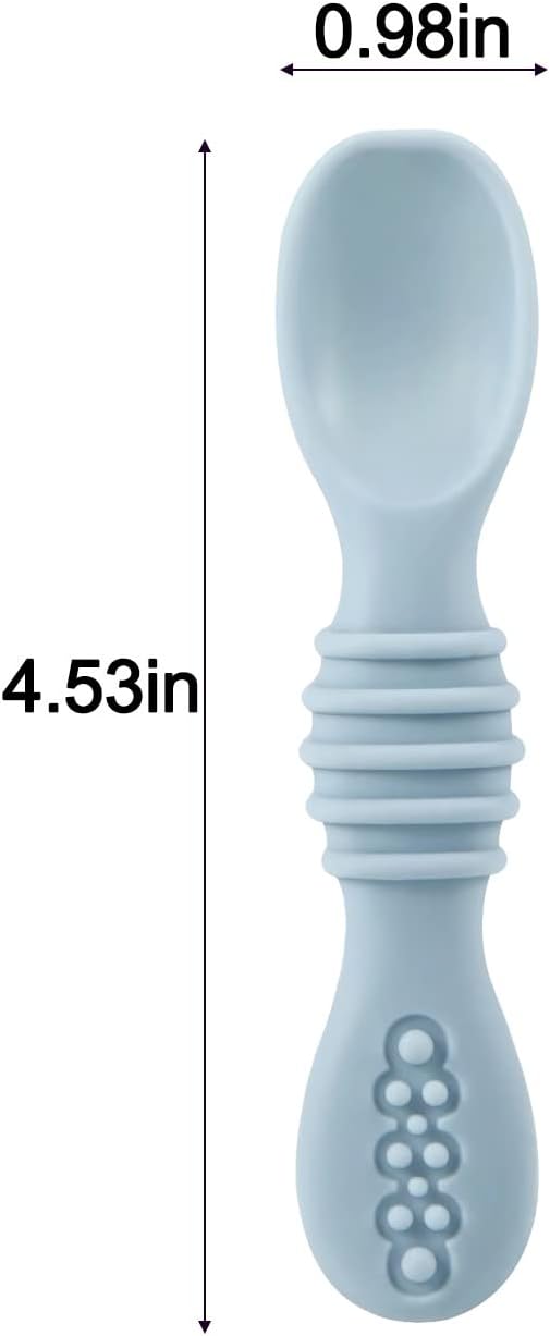 PandaEar Conjunto de 7 Colheres de Silicone para Bebês, Colheres para Introdução Alimentar Participativa, Colher para Primeira Fase de Autoalimentação para Bebês e Crianças Pequenas