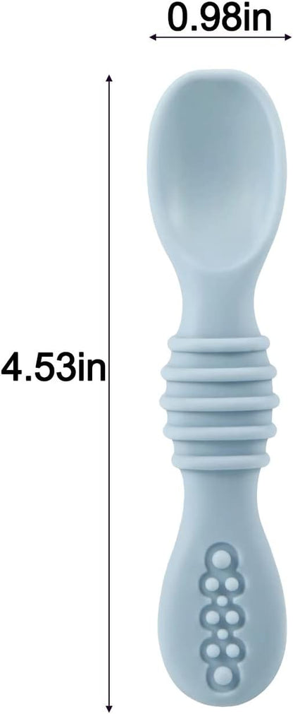 PandaEar Conjunto de 7 Colheres de Silicone para Bebês, Colheres para Introdução Alimentar Participativa, Colher para Primeira Fase de Autoalimentação para Bebês e Crianças Pequenas