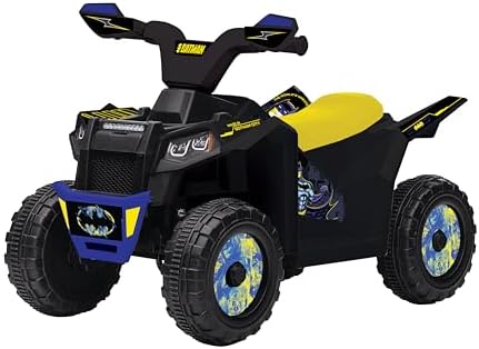 Mini Quadriciclo Infantil Batman - Produto Oficial Licenciado - Brinquedo Elétrico Infantil 6V - Marchas para Frente e Ré, Pneus Robustos e Adesivos Incríveis dos Amigos