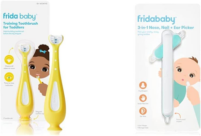 Frida Baby Escova de dentes de treinamento para bebês da Frida Baby & 3 em 1 nariz, unha + seletor de orelhas da Frida Baby