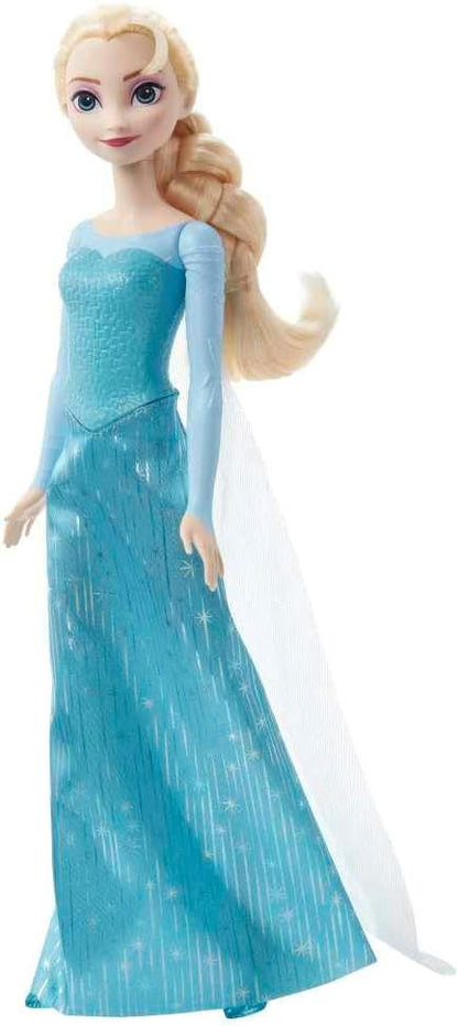 Mattel Boneca Disney Frozen Elsa – Visual do Filme Original | Boneca Articulada com o Vestido Azul Clássico, Capa, Saia, Sapatos e Cabelo Trançado – Inspirada em Disney Frozen, HLW47
