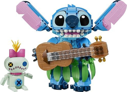 LEGO | Disney Stitch & Scrump Brinquedo - 2 Figuras com Acessórios, incluindo um Ukulele para Decoração de Quarto Infantil - Ideia de Presente de Aniversário para Meninas e Meninos a partir de 9 Anos e Fãs do Filme - 43296