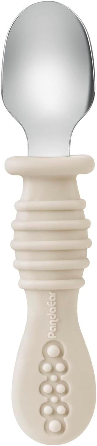 PandaEar Conjunto de Talheres com 6 Peças: Garfo e Colher para Bebê, em Aço Inoxidável, para Alimentação Independente de Bebês e Crianças, com Cabo de Silicone, Livre de BPA