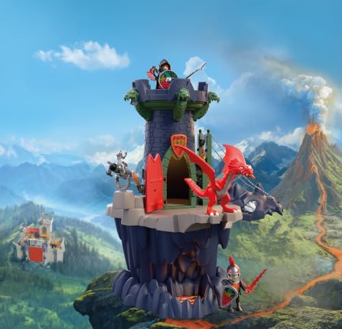Playmobil | Cavaleiros | Torre dos Cavaleiros do Dragão | Torre com dragão, ponte levadiça e caverna com cabeça de dragão | Brinquedo de castelo de cavaleiros para crianças a partir de 4 anos | 72113