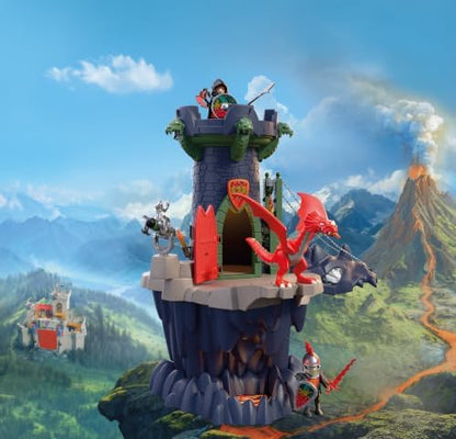 Playmobil | Cavaleiros | Torre dos Cavaleiros do Dragão | Torre com dragão, ponte levadiça e caverna com cabeça de dragão | Brinquedo de castelo de cavaleiros para crianças a partir de 4 anos | 72113
