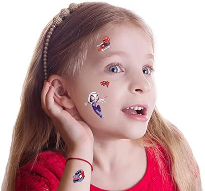 8 Folhas de Tatuagens Temporárias do Homem-Aranha e Seus Incríveis Amigos para Festas de Aniversário Infantis - Lembrancinhas e Decorações - Adesivos Fofos de Tatuagens Falsas para Festa do Aranha…