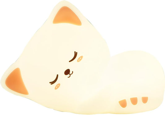 Groov-e Cuties - Sophie Kitten - Luz nocturna LED que cambia de color con temporizador de 30/60 minutos - 7 colores - Toque para usar - Batería recargable de 12 horas o alimentación por USB - para bebés, niños pequeños y niños