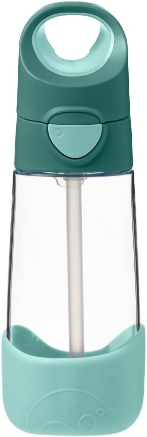 b.box Garrafa para água e bebidas Tritan™ | Garrafa com fácil aderência e tampa à prova de vazamentos | Design moderno e divertido para crianças, ideal para depois do copo de transição | 450ml/15oz (Verde Esmeralda)