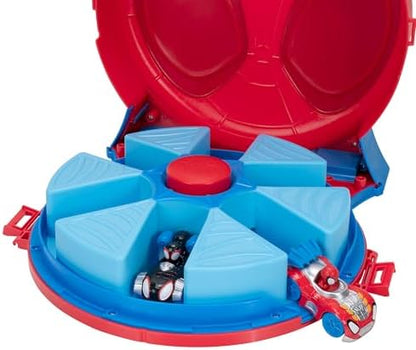 Estojo de transporte Marvel Action Launch do Homem-Aranha e seus Amigos Incríveis - Estojo de 30 cm com lançador giratório e dois veículos exclusivos da linha Amazing Metals.