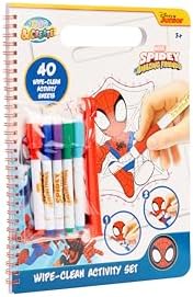 Livro de Atividades Apagável do Homem-Aranha | Livro de Colorir Apagável para Crianças a partir de 3 Anos | 40 Páginas com Temas do Homem-Aranha e Amigos | Brinquedo Educativo com 5 Canetas | Atividade para Meninos | Ideia de Presente para Pré-Escolares