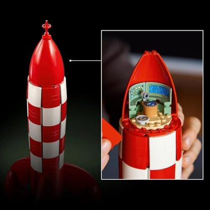 LEGO Ideas Foguete Lunar do Tintim - Kit de Modelo de Nave Espacial para Adultos - Conjunto de Exibição com 5 Minifiguras e Figura do Cão Milu para Decoração de Mesa DIY - Ideia de Presente Nostálgica para Fãs de Quadrinhos - 21367
