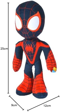Disney 6315875812X12 Boneco de Ação Miles Morales do Aranhaverso, 25 cm, Pelúcia, com Olhos que Brilham no Escuro, Tamanho Único