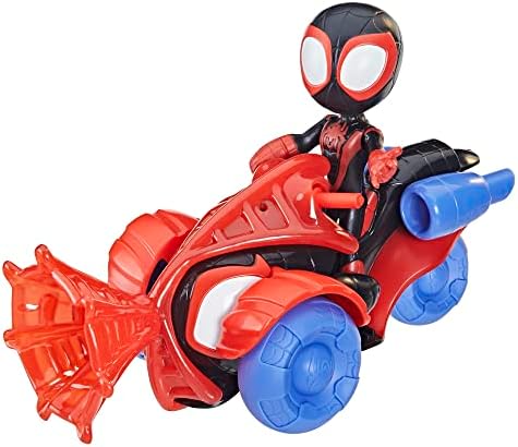 Homem-Aranha e Seus Incríveis Amigos Marvel Miles Morales Homem-Aranha Techno Racer Brinquedo, Figura de Ação com Veículo e Acessório, Brinquedos Pré-escolares