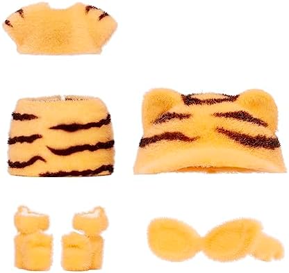 NA NA NA Fuzzy Surprise Série 1 - Linda Tigresa - Boneca Fashion Articulada de 18 cm - Inspirada em Tigre com Corpo Aveludado, Chapéu, Óculos, Roupa e Sapatos - Brinquedo para Crianças a partir de 4 Anos