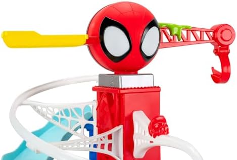 Conjunto de Pista de Construção Caótica do Homem-Aranha e Seus Incríveis Amigos da MARVEL - Pista de corrida dupla de 60 cm de altura com tirolesa, áreas de recreação e veículos exclusivos.