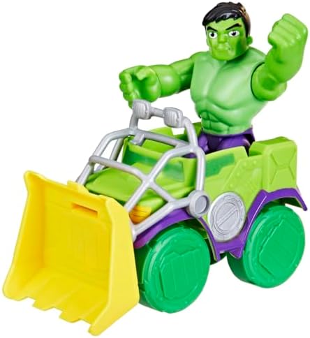 Homem-Aranha e seus amigos incríveis - Conjunto de brinquedo Marvel Hulk Smash Truck para crianças, figura de ação interativa, verde