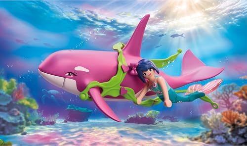 Playmobil | Fantasia e Magia | Orca com Sereia | Orca Grande com Pulseira de Algas Vestível | Brinquedo para Crianças a partir de 4 Anos | 72106