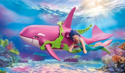 Playmobil | Fantasia e Magia | Orca com Sereia | Orca Grande com Pulseira de Algas Vestível | Brinquedo para Crianças a partir de 4 Anos | 72106