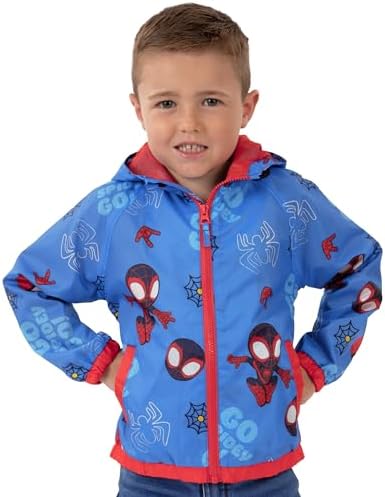 Jaqueta de chuva infantil Marvel, Homem-Aranha e seus amigos incríveis, jaqueta de chuva de super-heróis para meninos, tamanhos de 18 meses a 8 anos.