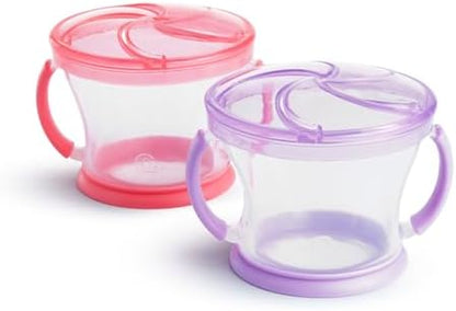 Munchkin – Kit com 2 Potes Snack Catcher (Antivazamento para Lanches) | Rosa/Roxo