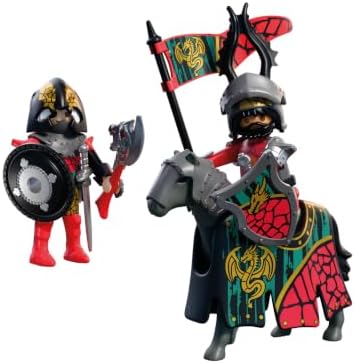 Playmobil | Cavaleiros | Líder dos Cavaleiros do Dragão | Cavaleiro a Cavalo com Estandarte e Companheiro | Brinquedo de Cavaleiros para Crianças a partir de 4 Anos | 72118