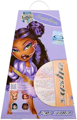 Bratz Pop Starz Sasha - Boneca Fashion com Pingente Colecionável, Roupa e Acessórios Musicais