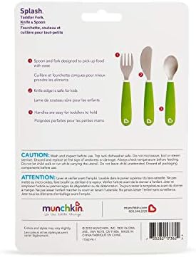 Munchkin Kit de Talheres Splash (Garfo, Faca e Colher) para Bebês e Crianças Pequenas | Conjunto com 3 Peças | Verde