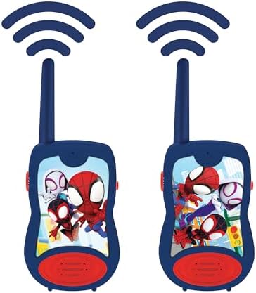 LEXIBOOK, Homem-Aranha e Seus Incríveis Amigos, Walkie-Talkies 200m, Jogo de Comunicação para Crianças, 2 Canais de Comunicação, Clipe para Cinto, Funciona com Pilhas, Azul/Vermelho, TW12SP1