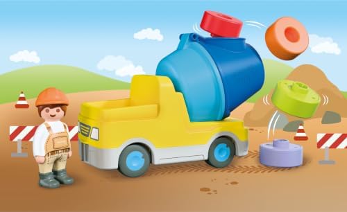 Playmobil | JUNIOR | Caminhão Betoneira | Veículo de construção colorido com tambor removível e blocos de encaixe | Para crianças a partir de 1 ano | 72083