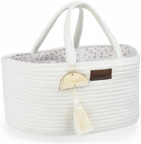 Organizador de fraldas Yunioo, carrinho de bebê, bolsa portátil para troca de fraldas, cesto de armazenamento para berçário com alças resistentes, divisórias removíveis, ideal para presentes de chá de bebê e itens essenciais para recém-nascidos