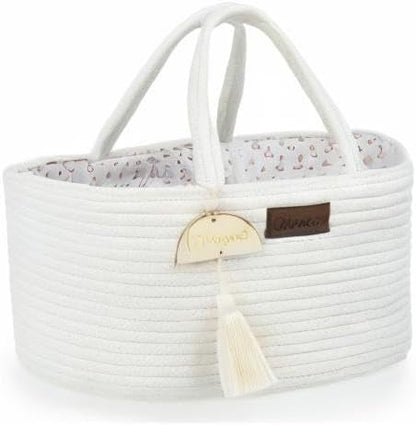 Organizador de fraldas Yunioo, carrinho de bebê, bolsa portátil para troca de fraldas, cesto de armazenamento para berçário com alças resistentes, divisórias removíveis, ideal para presentes de chá de bebê e itens essenciais para recém-nascidos