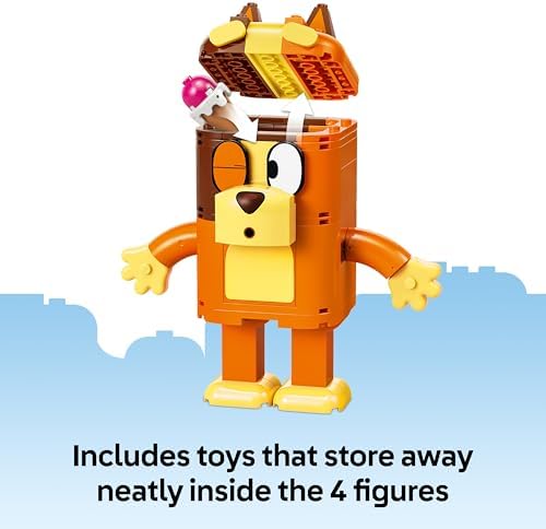 LEGO Bluey - Família Bluey Construída com Peças - Brinquedo Educativo com 4 Figuras com Expressões Mutáveis e Acessórios - Conjunto Montessori - Presente de Aniversário para Meninas e Meninos a partir de 5 Anos - 11217