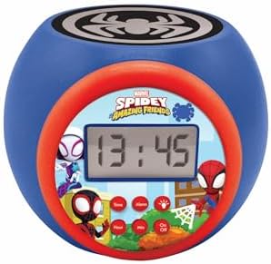 LEXIBOOK, Homem-Aranha e Seus Incríveis Amigos, Despertador com projetor, função soneca e alarme, luz noturna com temporizador, tela LCD, funciona a bateria, RL977SP1