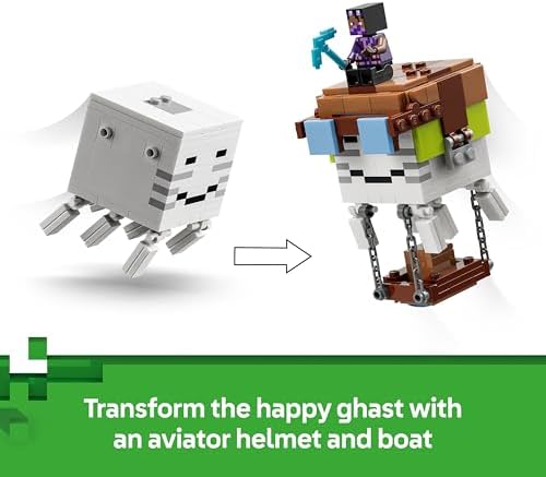 LEGO Minecraft Estação Ghast - Brinquedo com 8 figuras, incluindo 2 esqueletos e 4 Ghasts com acessórios - Decoração para quarto infantil - Presente para gamers a partir de 9 anos - 21597