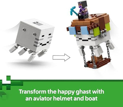 LEGO Minecraft Estação Ghast - Brinquedo com 8 figuras, incluindo 2 esqueletos e 4 Ghasts com acessórios - Decoração para quarto infantil - Presente para gamers a partir de 9 anos - 21597